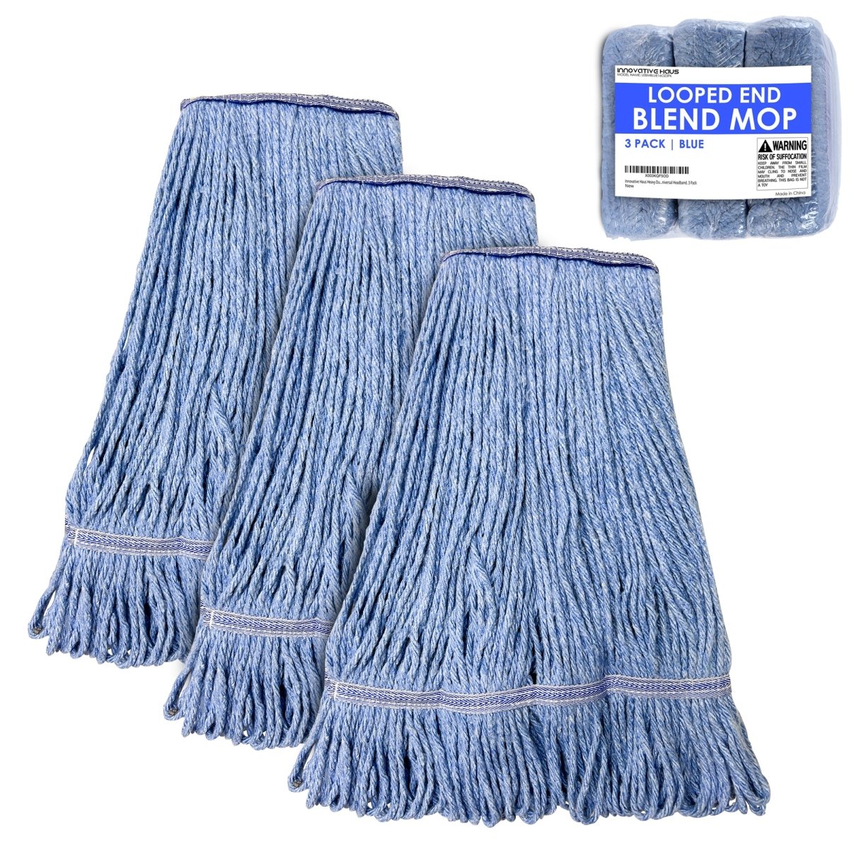 Mop Heads - Cleaning Products - Synthetic Cotton - Looped End - 16 oz - Blue