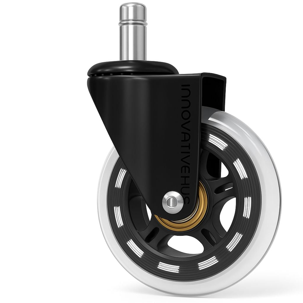 Black office chair wheel replacement white background