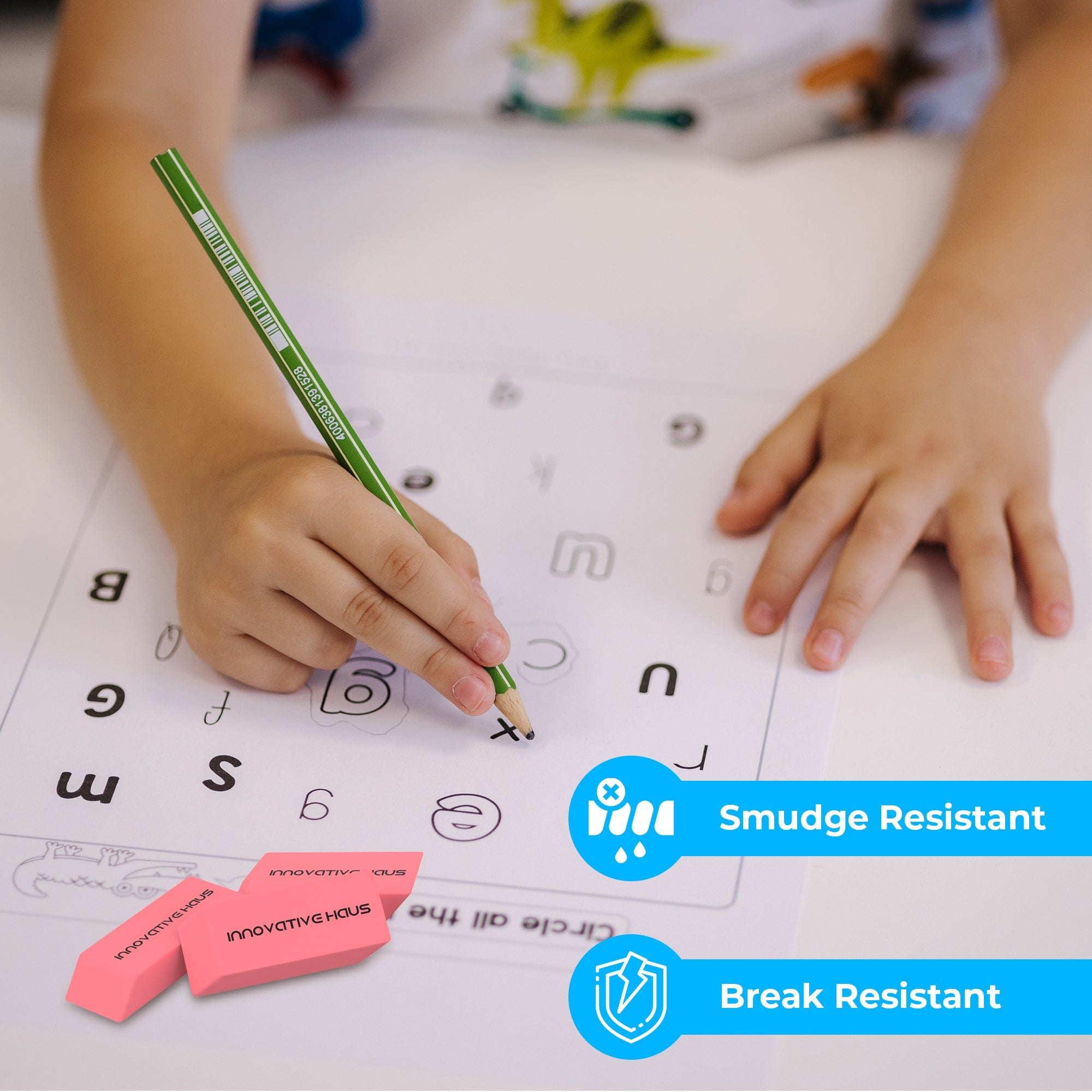 Pencil Erasers - Latex Free Large Size - Pink - 100 Pack