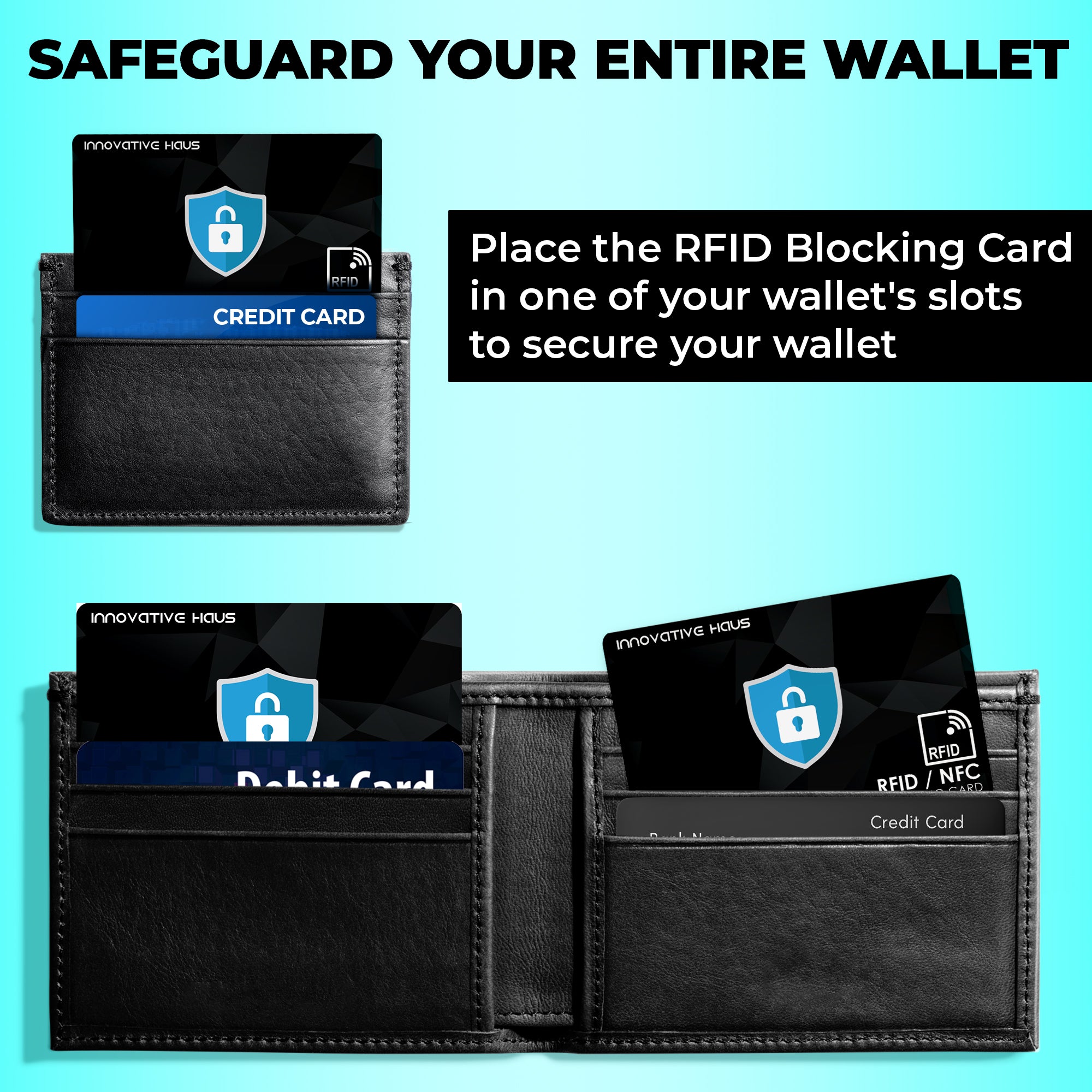 RFID Blocking Card - NFC Contactless Card Protector - 2 Pack