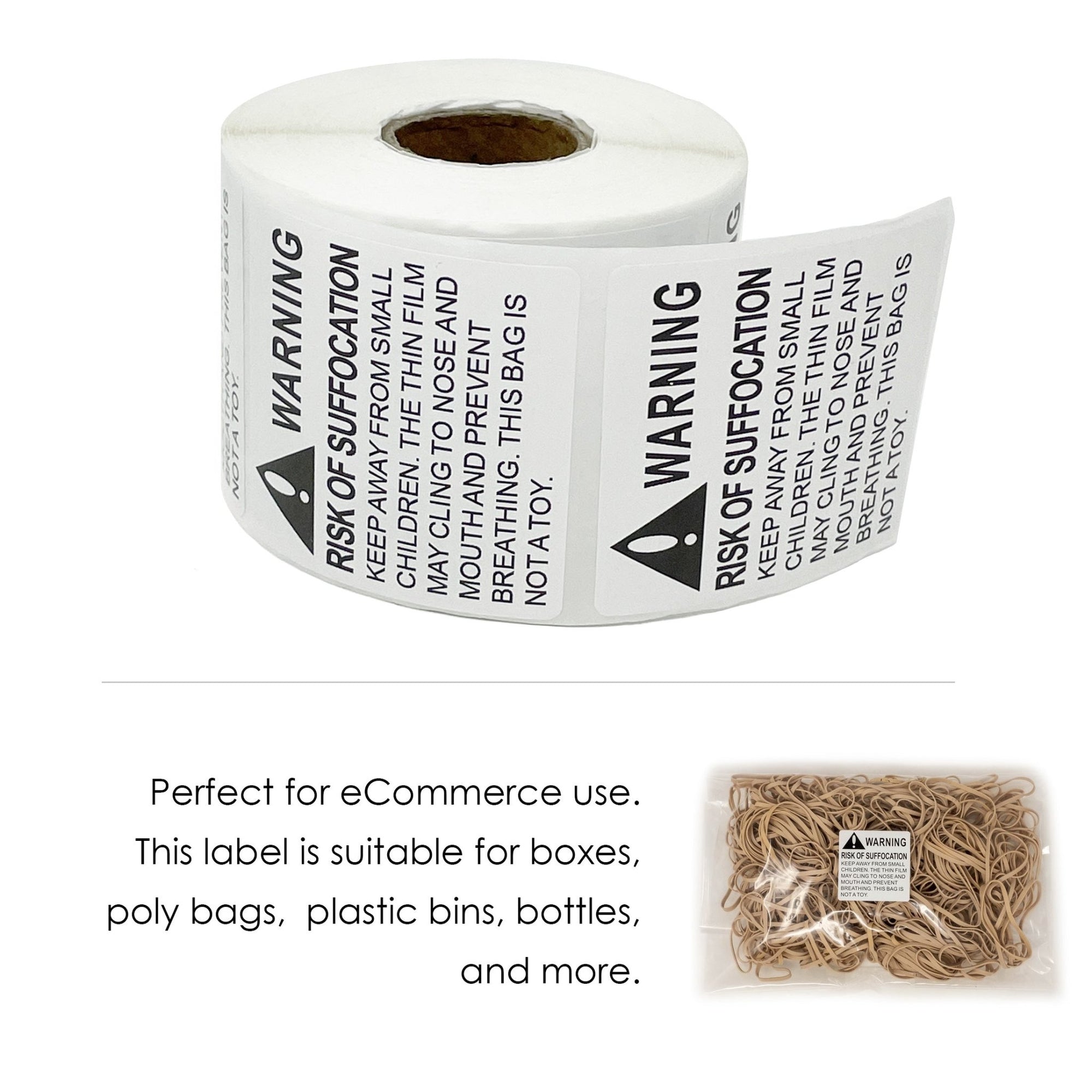 Risk of Suffocation Warning Labels - 2" x 2" - 5 Pack