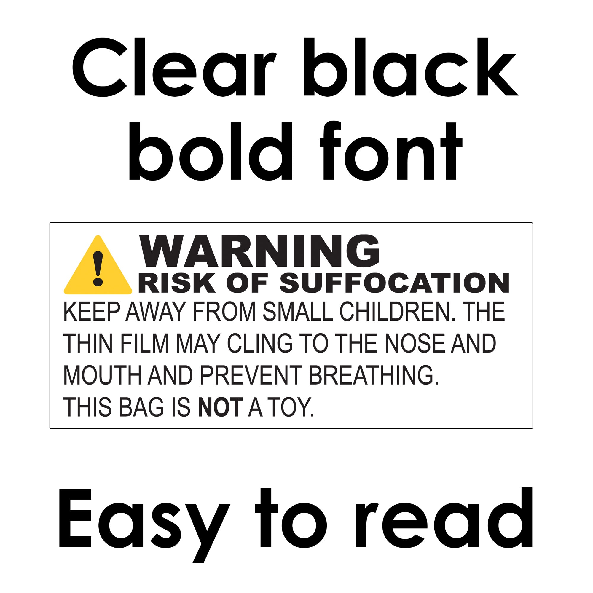 Risk of Suffocation Warning Labels - 2.4" x 1"