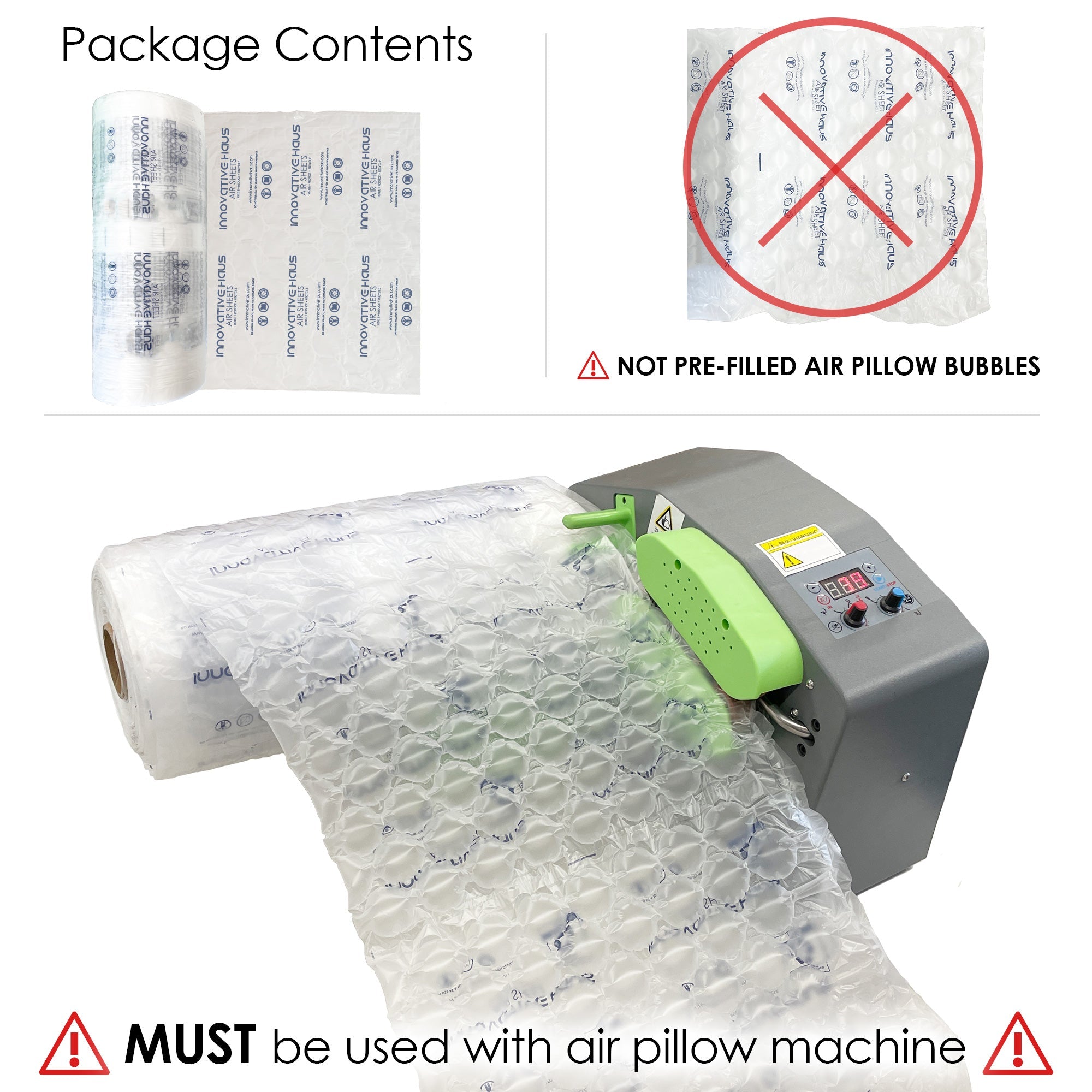 Air Pillows for Packaging - Roll - 10" x 12" - 985 Feet