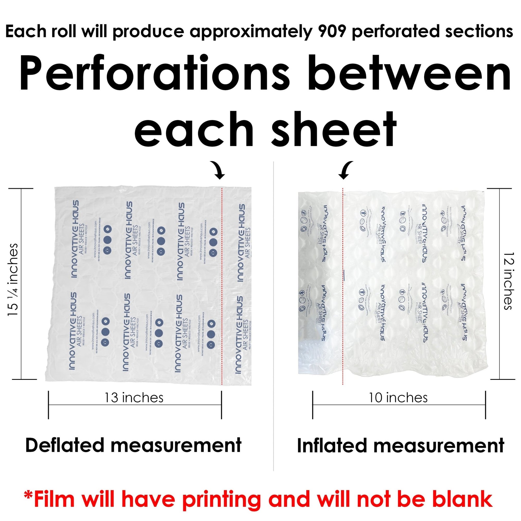 Air Pillows for Packaging - Roll - 10" x 12" - 985 Feet