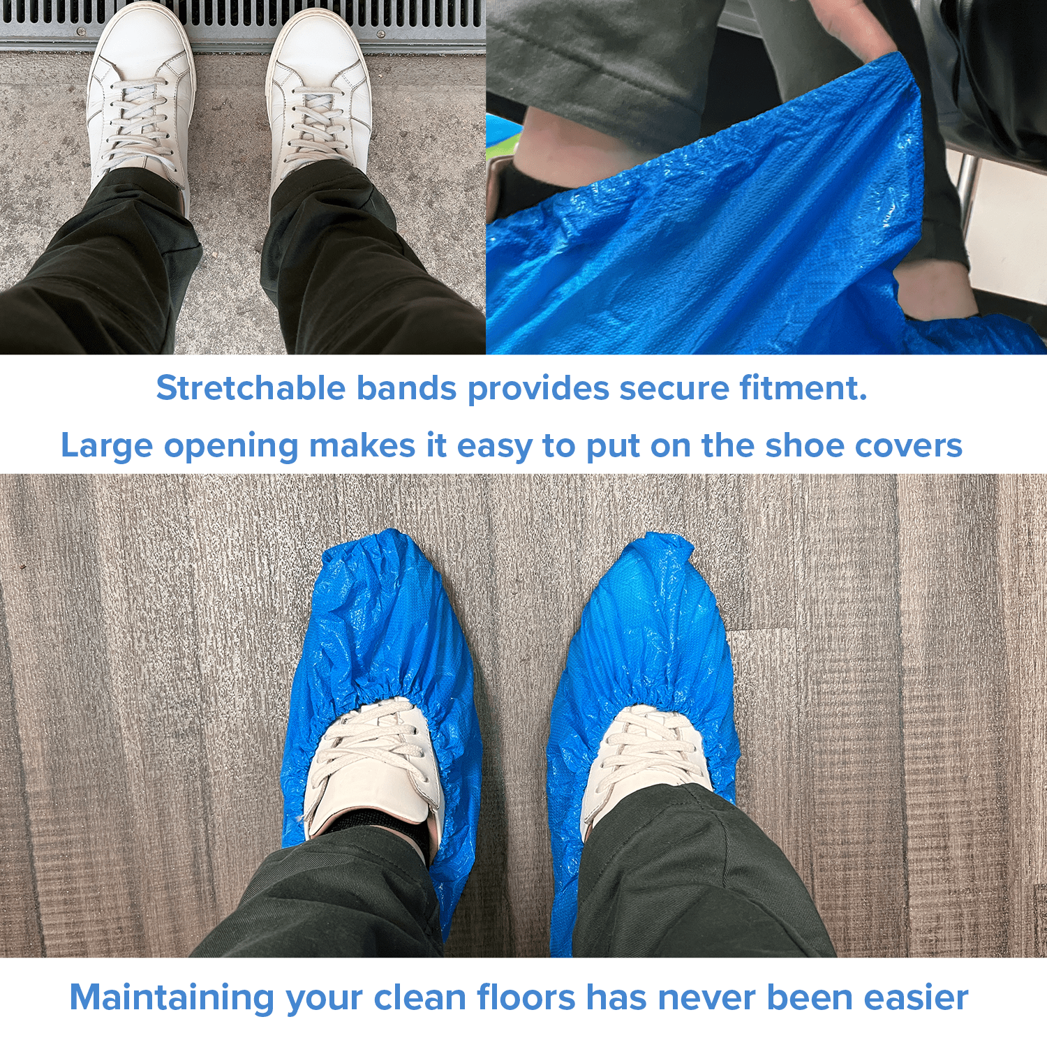 20 Pack Blue Disposable Shoe Covers - XL - Waterproof