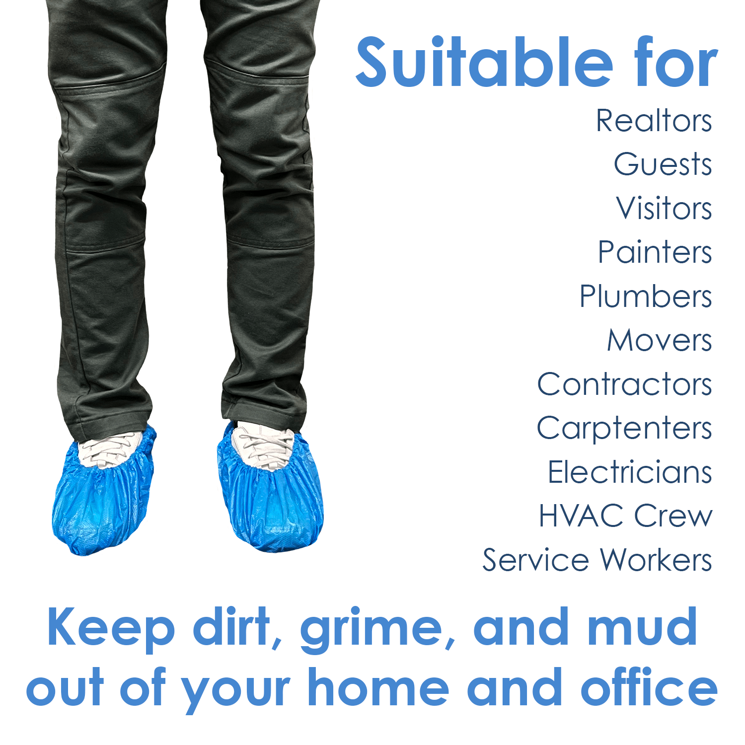 20 Pack Blue Disposable Shoe Covers - XL - Waterproof
