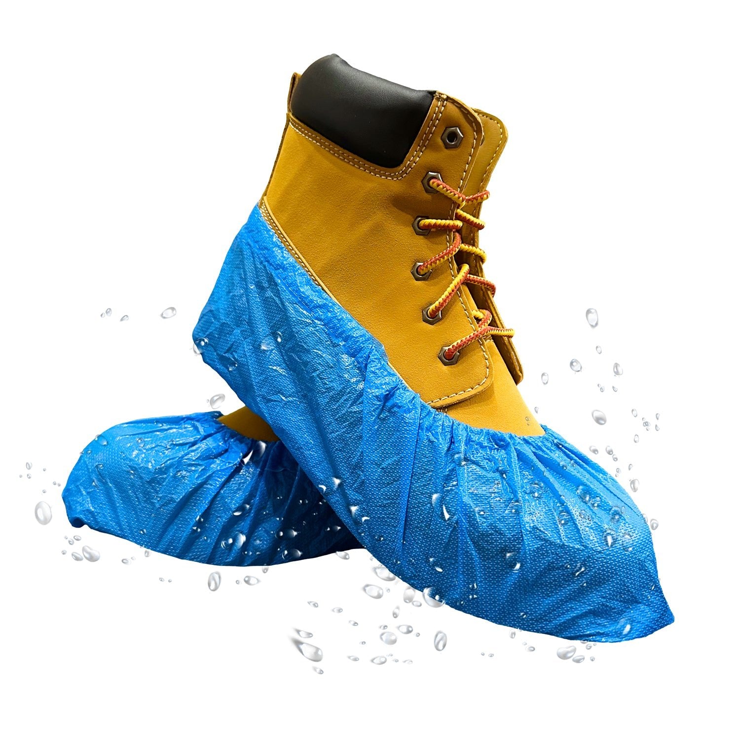 20 Pack Blue Disposable Shoe Covers - XL - Waterproof