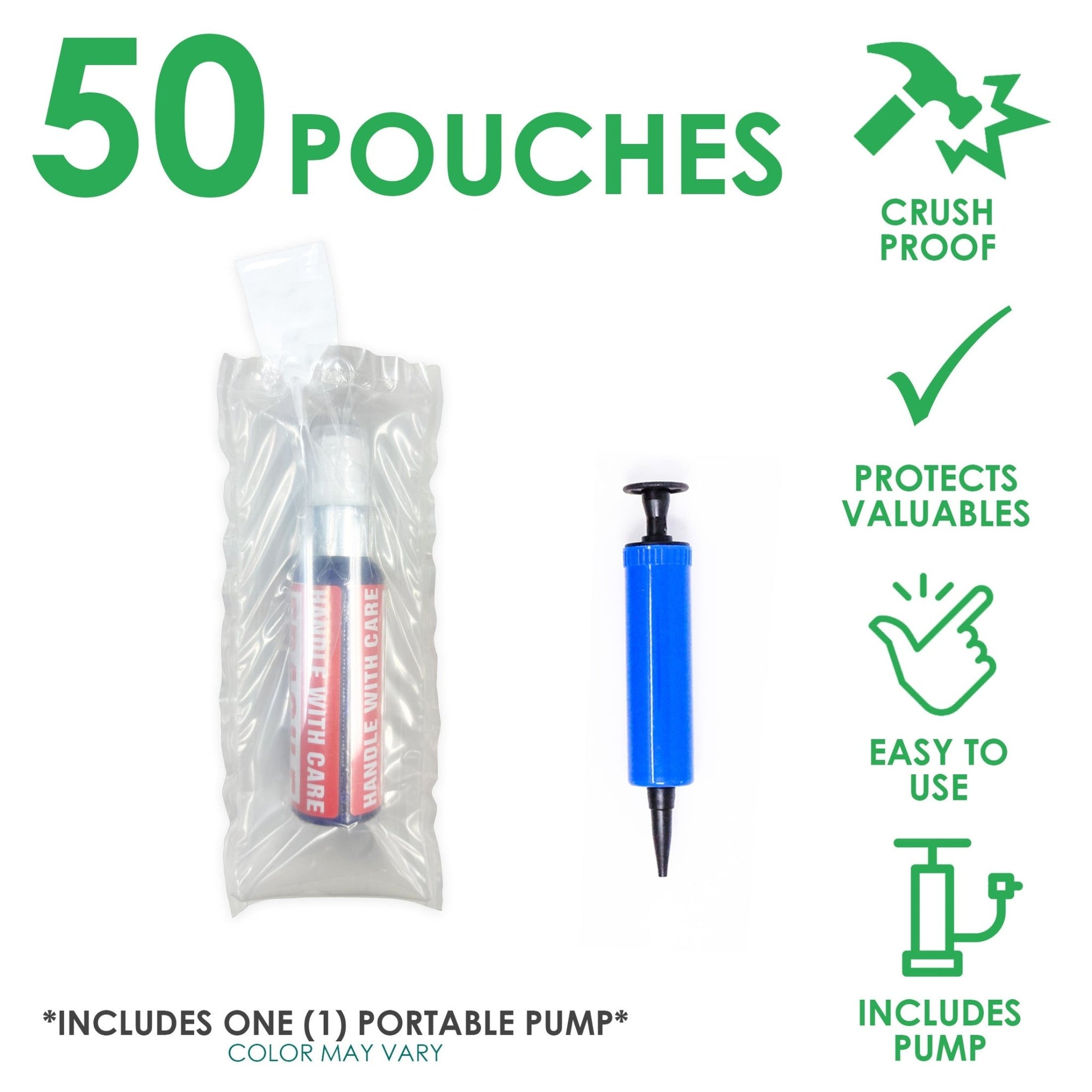 4" x 8" Inflatable Air Cushion Pouches for Delicate Items - Shock - Resistant with Free Hand Pump - Lightweight Protection