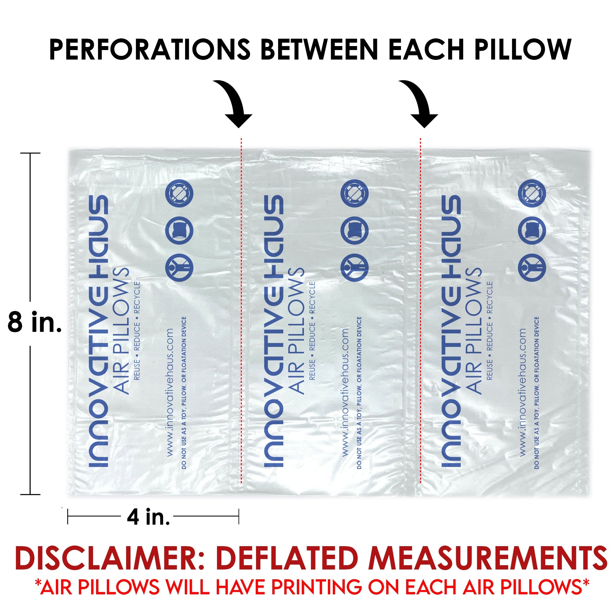 Pre - filled Air Pillows - 4" x 8" - Clear
