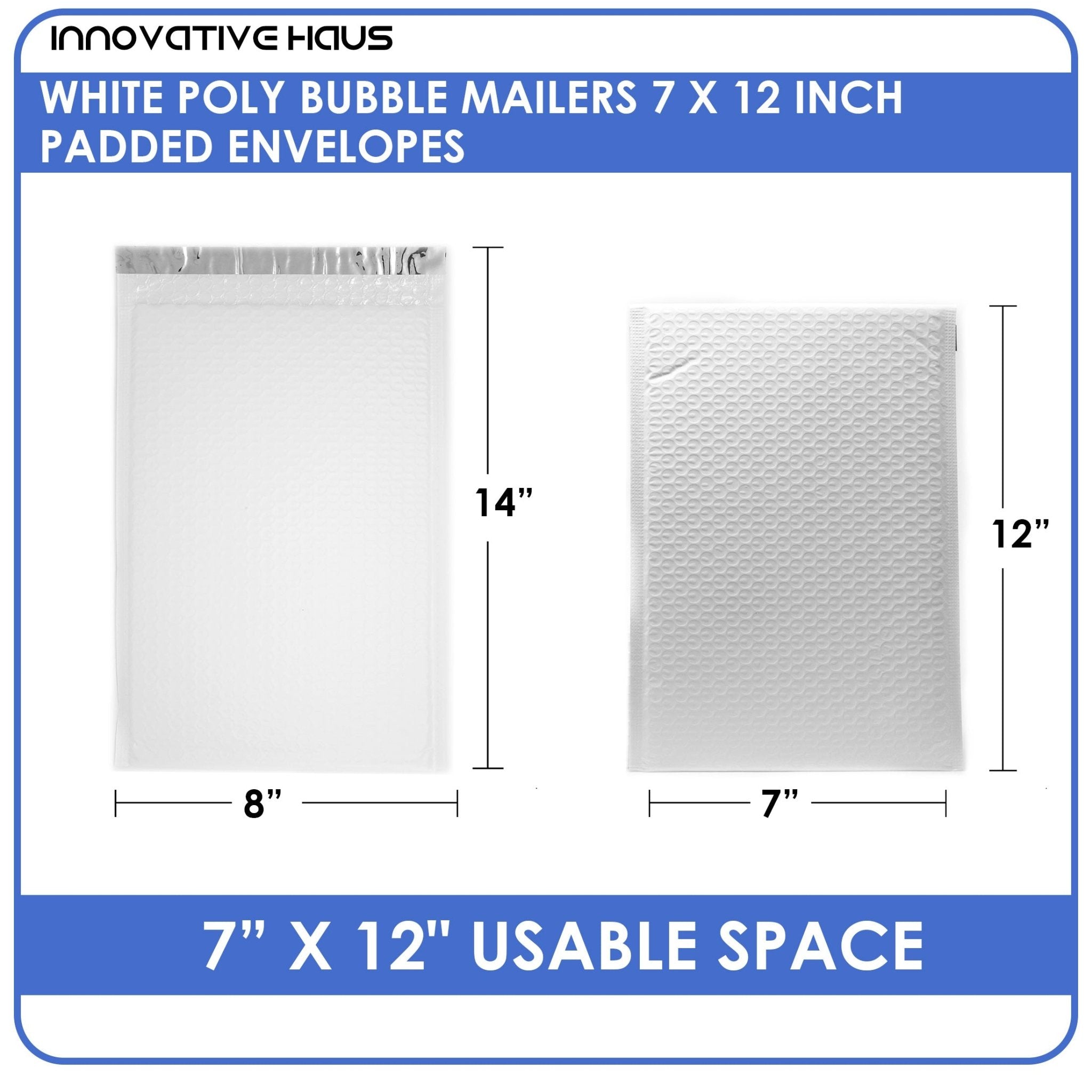 Padded Poly Mailer - 7" x 12" - White - 25 Pack