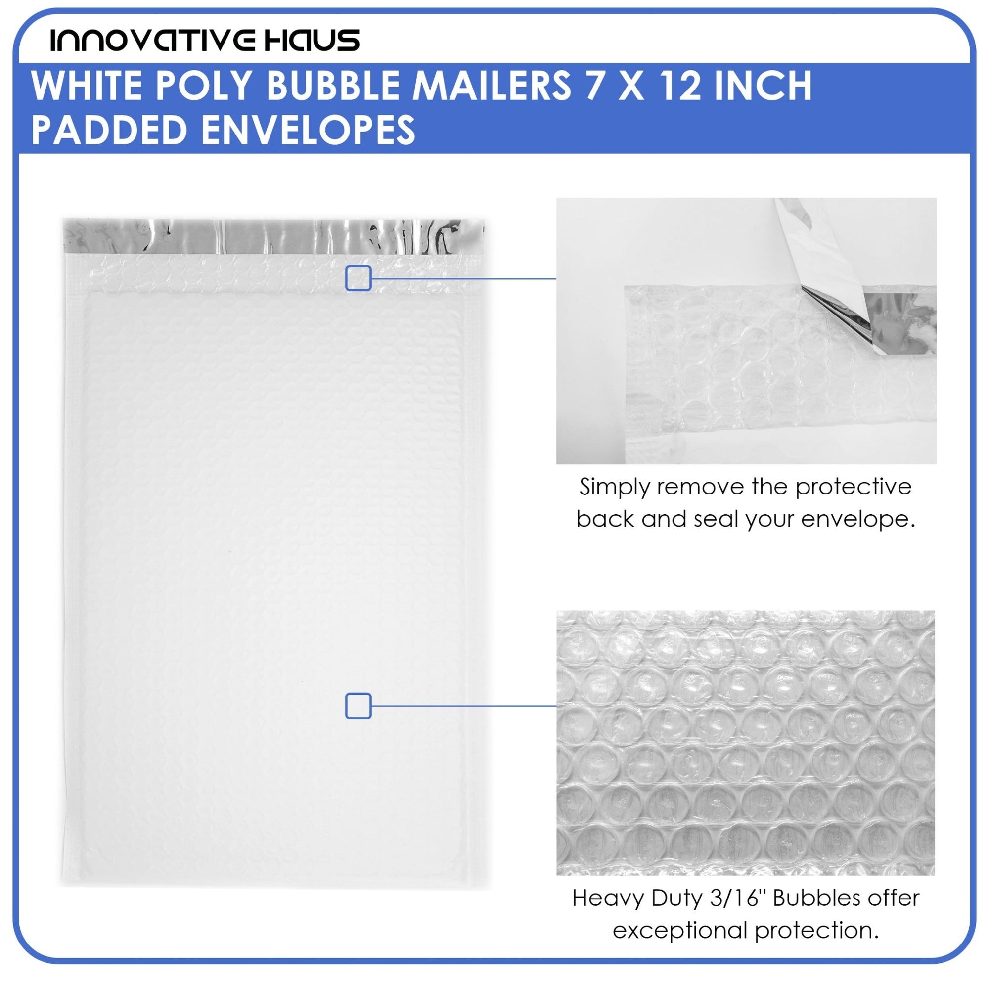 Padded Poly Mailer - 7" x 12" - White - 25 Pack