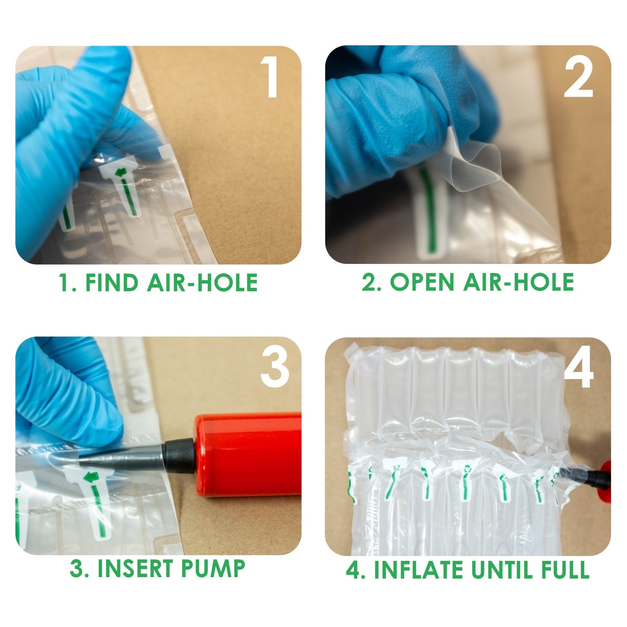 7" x 8" Inflatable Air Cushion Pouches for Fragile Items - Shock - Resistant with Hand Pump Included - Lightweight & Durable