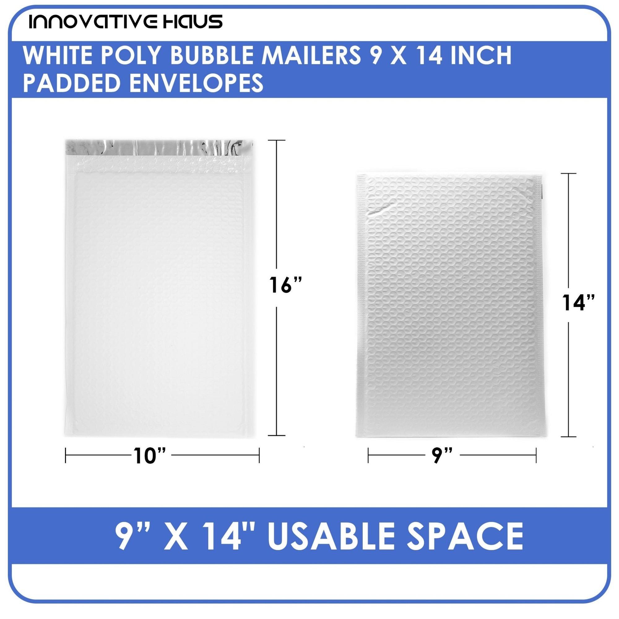Padded Poly Mailer - 9" x 14" - White - 25 Pack