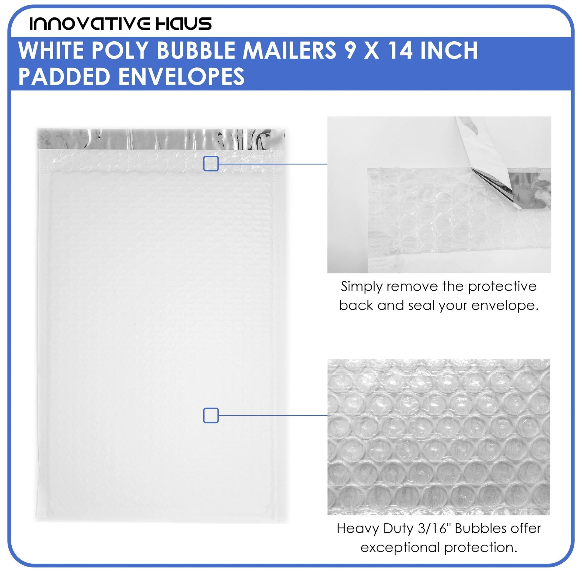 Padded Poly Mailer - 9" x 14" - White - 25 Pack