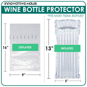 wine shipping sleeves, wine bubble wrap sleeve, wine packing for travel, bottle travel protector, inflatable wine bags