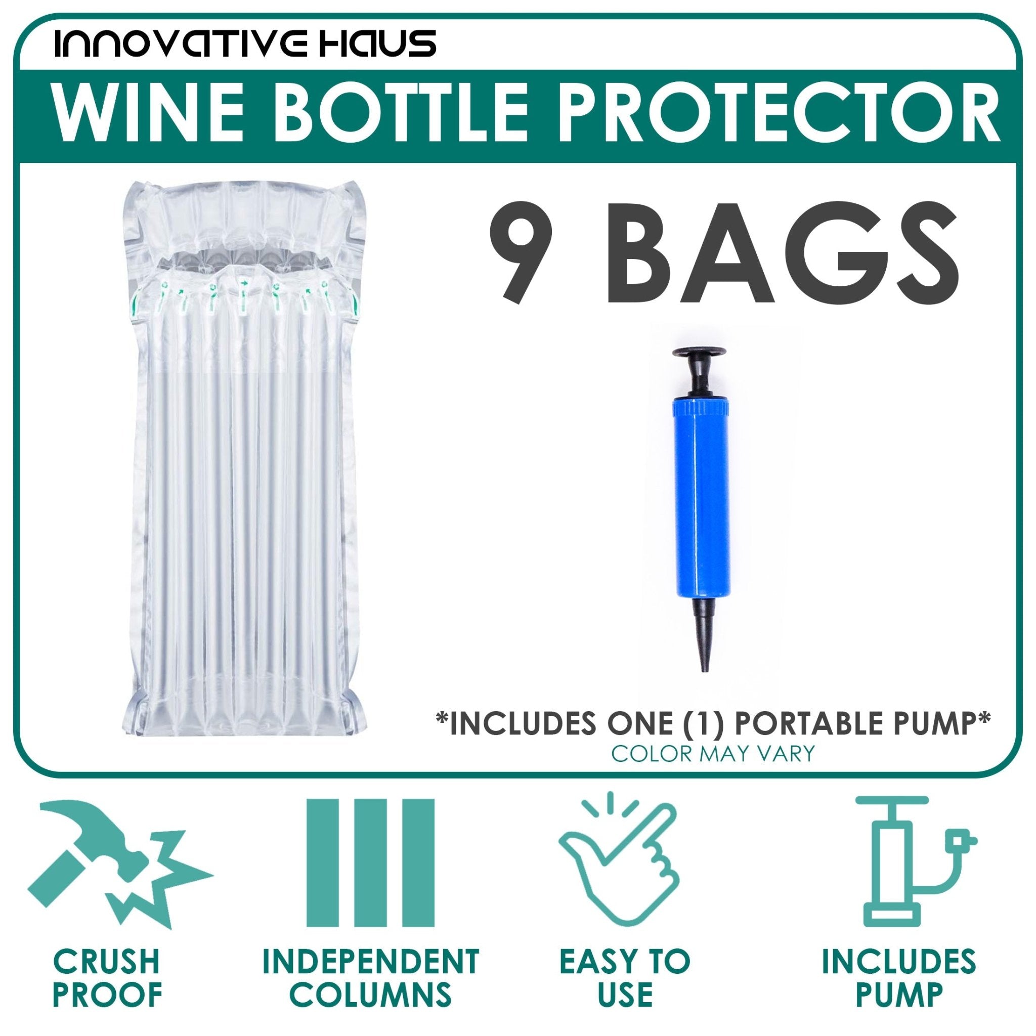 Inflatable Wine Bottle Protectors - 9" x 16" - Clear